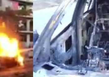 ഓടിക്കൊണ്ടിരുന്ന കാര്‍ കത്തി നശിച്ചു ; അഭിഭാഷകന്‍ തലനാരിഴയ്ക്ക് രക്ഷപ്പെട്ടു