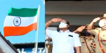 കാസര്‍കോട്ട് മന്ത്രി ദേവര്‍കോവില്‍ ദേശീയ പതാക ഉയര്‍ത്തിയത് തലകീഴായി