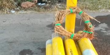 സില്‍വര്‍ ലൈനിനെതിരെ വീണ്ടും പ്രതിഷേധം ; സര്‍വേ കല്ല് പിഴുത് റീത്ത് വച്ചു