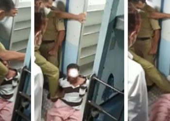 വീണ്ടും പോലീസിന്റെ ക്രൂരമര്‍ദനം ; ട്രെയിന്‍ യാത്രക്കാരനെ ബൂട്ടിട്ട് ചവിട്ടി