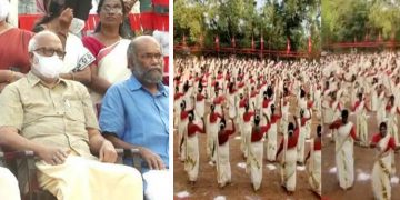 കൊവിഡിനിടെ സിപിഎമ്മിന്റെ മെഗാ തിരുവാതിര ; എംഎ ബേബിയടക്കം കാഴ്ചക്കാര്‍