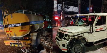 പാലാരിവട്ടത്ത് പോലീസ് വാഹനം ഇടിച്ചു തെറിപ്പിച്ചു