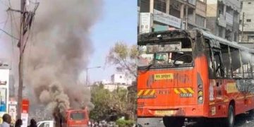 ഓടിക്കൊണ്ടിരുന്ന ബസിന് തീപിടിച്ചു; യാത്രക്കാർ അത്ഭുതകരമായി രക്ഷപ്പെട്ടു