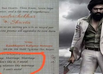 ‘എനിക്ക് കല്യാണം ഇഷ്ടമല്ല, പക്ഷേ…’-‘കെ.ജി.എഫ് 2’ലെ മാസ്സ് ഡയലോഗുമായി കല്യാണക്കുറി