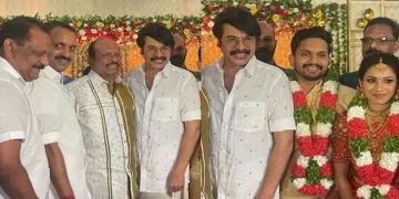 കെ.സുരേന്ദ്രന്റെ മകന്റെ വിവാഹത്തിൽ താരമായി മമ്മൂട്ടി