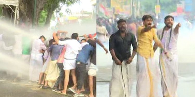 യൂത്ത് കോണ്‍ഗ്രസ് മാര്‍ച്ചില്‍ സംഘര്‍ഷം ; കല്ലേറ് , സെക്രട്ടേറിയറ്റിനുള്ളിലേക്ക് കുപ്പി