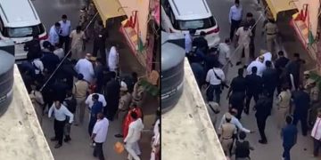 അമിത് ഷായുടെ ചെരുപ്പെടുത്ത് ബിജെപി അധ്യക്ഷൻ, ‘തെലങ്കാനയുടെ അഭിമാനം പണയം വച്ചെന്ന് വിമർശനം’