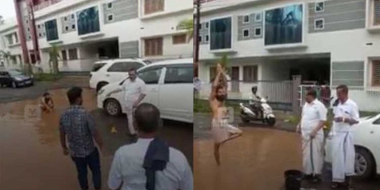 റോഡിലെ കുഴിയിൽ തപസ്സ്; കാറിൽ നിന്നിറങ്ങി പിന്തുണച്ച് എംഎൽഎ