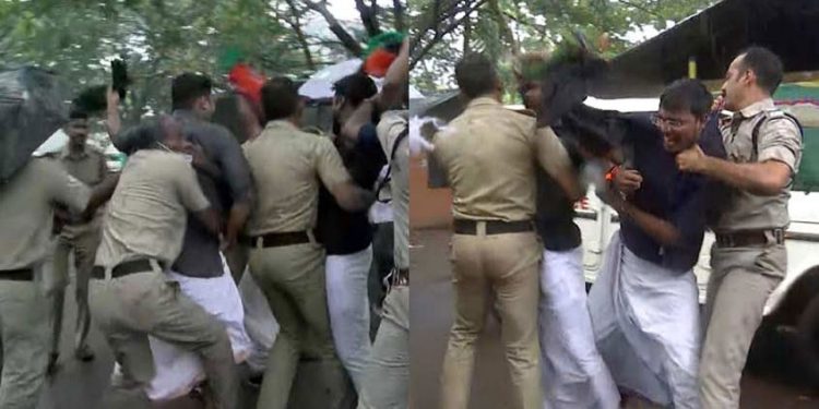 കണ്ണൂർ വിസിക്കെതിരെ യുവമോർച്ച പ്രതിഷേധം; പ്രവർത്തകരെ അറസ്റ്റ് ചെയ്തുനീക്കി