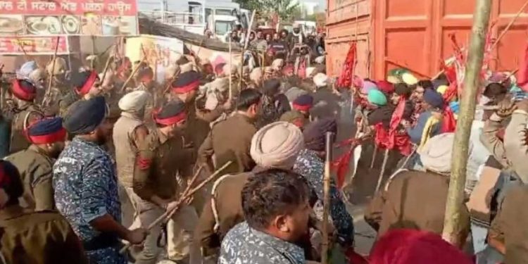 ഭഗ്വന്ത് മാനിന്റെ വീടിനു പുറത്ത് വൻ പ്രതിഷേധം; ലാത്തിവീശി പൊലീസ്