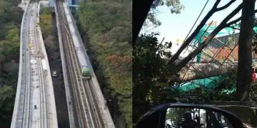 ബെംഗളുരു മെട്രോ തൂൺ തകർന്നു വീണ് ഒരു കുടുംബത്തിലെ മൂന്ന് പേര്‍ക്ക് പരിക്ക്