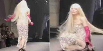 ഫാഷൻ ഷോയ്ക്കിടെ മോഡലിന് ‘പണി’; വീഡിയോ വൈറലാകുന്നു