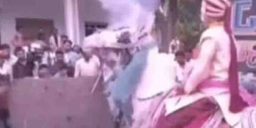 അപ്രതീക്ഷിതമായി പടക്കം പൊട്ടി, പേടിച്ചരണ്ട കുതിര വരനുമായി ഓടിപ്പോയി