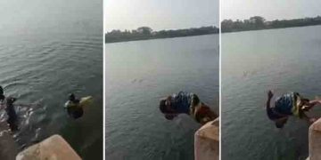 സാരി ഉടുത്ത് നദിയിലേക്ക് എടുത്ത് ചാടുന്ന സ്ത്രീകള്‍; അതിശയപ്പെടുത്തുന്ന വൈറല്‍ വീഡിയോ !