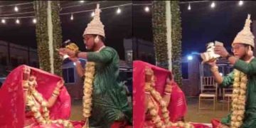 സ്വന്തം വിവാഹത്തിന് വധുവിന്‍റെ ഫോട്ടോയെടുക്കുന്ന ഫോട്ടോഗ്രാഫര്‍; രസകരമായ വീഡിയോ