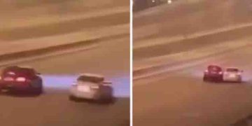 ജീവന്‍ പണയംവെച്ച് നടുറോഡില്‍ കാര്‍ റേസിങ്; രണ്ട് പേര്‍ അറസ്റ്റില്‍ – വീഡിയോ പുറത്തുവിട്ട് പൊലീസ്