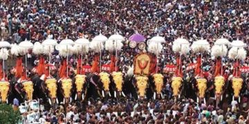 പൂരം പൊടിപൂരം; തൃശ്ശൂർ പൂരത്തിന് ഇന്ന് വിളംബരമാകും, വർണ വിസ്മയമൊരുക്കി സാമ്പിൾ വെടിക്കെട്ട്