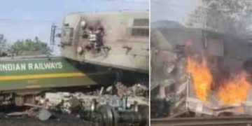 മധ്യപ്രദേശിൽ ട്രെയിൻ അപകടം. ചരക്കുവണ്ടികൾ കൂട്ടിയിടിച്ച് തീപിടിച്ചു, ലോക്കോ പൈലറ്റ് മരിച്ചു