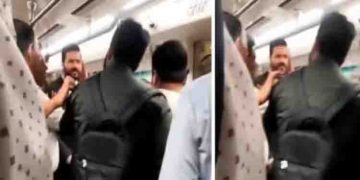 ഡെൽഹി മെട്രോയിൽ സീറ്റിന് വേണ്ടി രണ്ടുപേർ തമ്മിൽ പൊരിഞ്ഞ വഴക്ക്, വീഡിയോ വൈറൽ