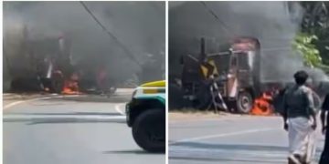 മലപ്പുറം താനൂരിൽ ബൈക്ക് ലോറിയിലിടിച്ച് തീ പിടിച്ച് ഒരു മരണം