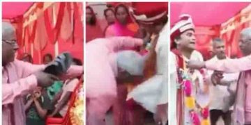 വിവാഹ വേദിയില്‍ വച്ച് സ്ത്രീധനമായി ബൈക്ക് ആവശ്യപ്പെട്ടു; വരനെ ചെരുപ്പ് കൊണ്ട് അടിച്ച് അമ്മായിയച്ഛന്‍ !