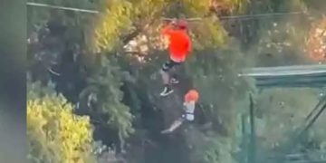 സിപ് ലൈനിൽ നിന്നും 40 അടി താഴ്ചയിലേക്ക് വീണ് ആറ് വയസുകാരൻ; ഞെട്ടിക്കുന്ന ദൃശ്യങ്ങൾ