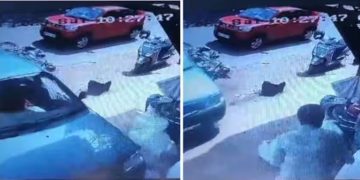 ഡ്രൈവിംഗ് പഠിക്കുന്നതിനിടയില്‍ നിയന്ത്രണം വിട്ട കാര്‍ ബൈക്ക് യാത്രക്കാരനെ ഇടിച്ചുതെറിപ്പിച്ചു