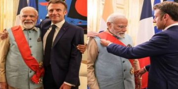 പ്രധാനമന്ത്രിക്ക് ഫ്രാന്‍സിലെ പരമോന്നത ബഹുമതി സമ്മാനിച്ച് ഇമ്മാനുവൽ മാക്രോണ്‍