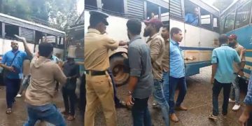 അടി, തിരിച്ചടി ; തമ്മിലടിച്ച് സര്‍ക്കാര്‍-സ്വകാര്യ ബസ് ജീവനക്കാര്‍