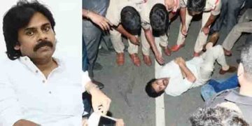 കാർ തടഞ്ഞു, നടന്നുപോയപ്പോഴും തടഞ്ഞു, ഒടുവിൽ റോഡിൽ കിടന്നു; പവൻ കല്യാൺ കസ്റ്റഡിയിൽ