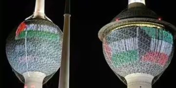 പലസ്തീന് ഐക്യദാർഢ്യം പ്രഖ്യാപിച്ച് കുവൈത്ത് ടവറുകളിൽ പലസ്തീന്റെ പതാക ഉയർന്നു