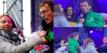 പലസ്തീന്‍, അഫ്ഗാന്‍ സ്ത്രീകളെ സംസാരിക്കാന്‍ ക്ഷണിച്ചു, ഗ്രേറ്റ തുന്‍ബെര്‍ഗിന്‍റെ മൈക്ക് പിടിച്ചുവാങ്ങി യുവാവ്