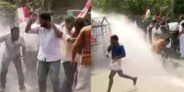 കെഎസ്‌യു പ്രവ‍ർത്തകന്‍റെ കഴുത്ത് ഞെരിച്ച സംഭവം ; യൂത്ത് കോണ്‍ഗ്രസ് മാര്‍ച്ചിൽ സംഘർഷം