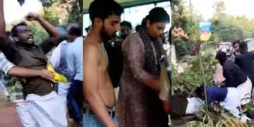 മുഖ്യമന്ത്രിക്ക് കരിങ്കൊടി ;  യൂത്ത് കോൺഗ്രസ് പ്രവർത്തകരെ തല്ലിച്ചതച്ച് സിപിഎം പ്രവർത്തകർ