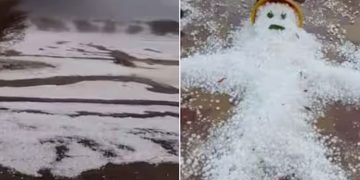 യുഎഇയില്‍ കനത്ത മഴ; മരുഭൂമിയെ മഞ്ഞുപുതപ്പിച്ച് ആലിപ്പഴ വര്‍ഷം, ജാഗ്രതാ നിര്‍ദ്ദേശം