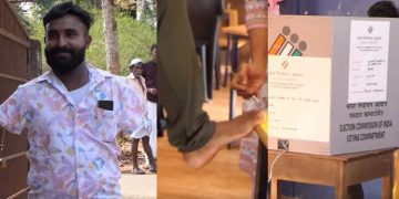 ഓരോ വോട്ടും വിലപ്പെട്ടതാണ് ; കാൽ കൊണ്ട് വോട്ട് ചെയ്ത് സമദ് കോട്ടപ്പുറം