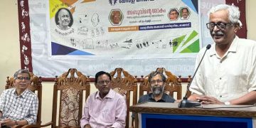 അബു എബ്രഹാം ലോക നിലപാടുകൾ വരച്ച ധീരനായ കാർട്ടൂണിസ്റ്റെന്ന് ഇ.പി. ഉണ്ണി