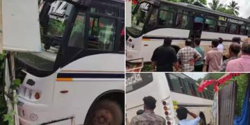 ബസ് ഓടിക്കുന്നതിനിടെ ഡ്രൈവർ കുഴഞ്ഞുവീണു മരിച്ചു; റോഡരികിലേക്ക് ഇടിച്ചു കയറി, യാത്രക്കാർക്ക് പരിക്കില്ല