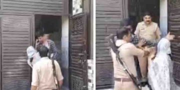 ഭർത്താവിനെ കാമുകിയോടൊപ്പം പിടികൂടി, പിന്നാലെ പോലീസിന് മുന്നിൽവച്ച് തമ്മിൽതല്ലി ഭാര്യയും ഭർത്താവും;വീഡിയോ വൈറൽ