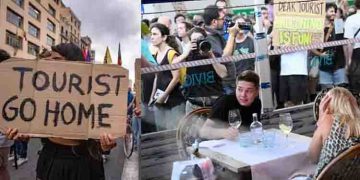 വാട്ടർഗണ്ണുമായി പ്രതിഷേധക്കാർ, ഹോട്ടലുകളുടെ അകത്ത് അഭയം തേടി വിനോദ സഞ്ചാരികൾ, ബാർസിലോണിയയിൽ വൻ പ്രതിഷേധം