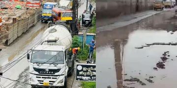 പുനർനിർമാണം നടത്തിയ ദേശീയപാതയുടെ അവസ്ഥയാണിത്..!; കുഴിയും വെള്ളക്കെട്ടും പഴയപടി തന്നെ