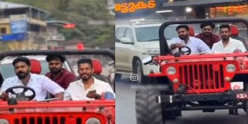 കൊലക്കേസ് പ്രതി ആകാശ് തില്ല​ങ്കേരി നമ്പർ ​പ്ലേറ്റില്ലാത്ത ജീപ്പുമായി യാത്ര; അനക്കമില്ലാ​തെ നിയമപാലകർ