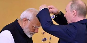 മോദിക്ക് ആൻഡ്രൂ പുണ്യാളന്റെ പേരിലുള്ള റഷ്യൻ പരമോന്നത ബഹുമതി സമ്മാനിച്ചു