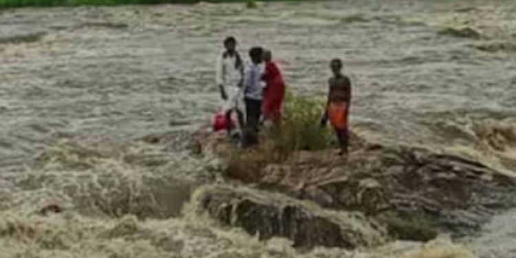 പാലക്കാട് ചിറ്റൂരിൽ പുഴയിൽ കുളിക്കാനിറങ്ങിയ നാലു പേർ കുടുങ്ങി