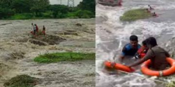 ചിറ്റൂര്‍ പുഴയില്‍ കുടുങ്ങിയ സ്ത്രീ ഉള്‍പ്പെടെയുള്ള നാലു പേരെയും ഫയര്‍ഫോഴ്സ് രക്ഷപെടുത്തി