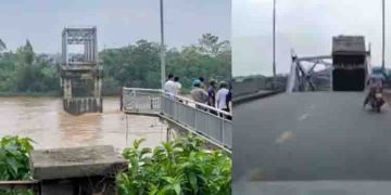 വീശിയടിച്ച കൊടുങ്കാറ്റിൽ നിരവധി വാഹനങ്ങളുണ്ടായിരുന്ന പാലം നദിയിലേക്ക് പതിച്ചു, ഡാഷ് ക്യാമറ വീഡിയോ