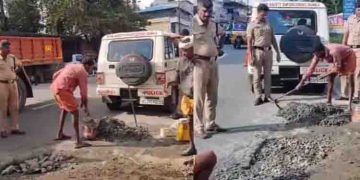 വാട്ടർ അതോറിറ്റി കുത്തിപ്പൊളിച്ച റോഡിലെ കുഴിയിൽ വീണ് ഓട്ടോ യാത്രികന്‍റെ മരണം; കോൺക്രീറ്റ് ചെയ്ത് പൊലീസ്