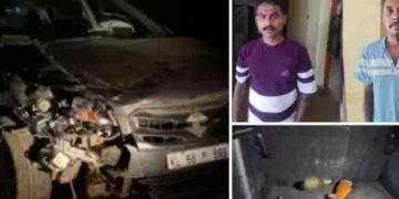 ബൈക്ക് യാത്രക്കാരെ ഇടിച്ചിട്ട കാറിലുണ്ടായിരുന്നത് 4 പേർ, രണ്ട് പേർ ഇറങ്ങിയോടി; കാറിൽ തോക്കും മദ്യക്കുപ്പികളും