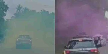 വിവാഹാഘോഷം കളറാക്കാൻ റോഡിൽ ‘വര്‍ണ മഴ’; യുവാക്കളുടെ അപകടകരമായ കാർ യാത്രയിൽ കേസെടുത്ത് പൊലീസ്