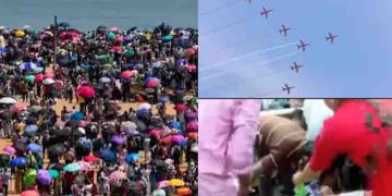 എയർഷോ കാണാനെത്തിയത് 13 ലക്ഷം പേർ, സൂര്യാഘാതമേറ്റ് മരിച്ചവരുടെ എണ്ണം അഞ്ചായി, 250ലേറെ പേർ കുഴഞ്ഞുവീണു